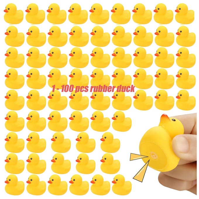 1-100 Stuks Mini Rubberen Eendjes Set Groothandel Drijvend Piepend Kleine Eendjes Rubberen Eend Speelgoed Voor Kinderen Feest Verjaardag Benodigdheden yellow