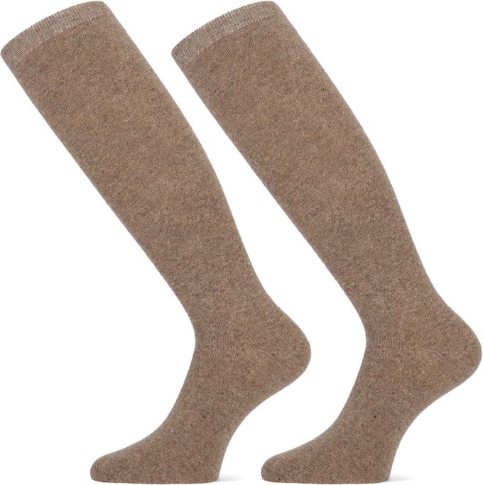 Teckel Unisex Kniekousen Wol Camel 36-42 2 paar