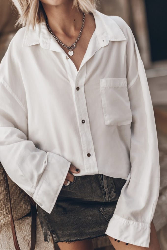 Mikuta The White Loose Lyocell Shirt White Taglia: M | Magliette intime Outlet | Donna | Bianco
