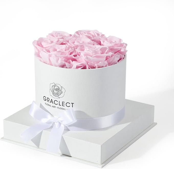 Eeuwige Rozen - Bewaarde Rozen Cadeau Rozen - Romantisch Cadeau - Echte Rozen Handgemaakt - 17x17x19 cm - Roze