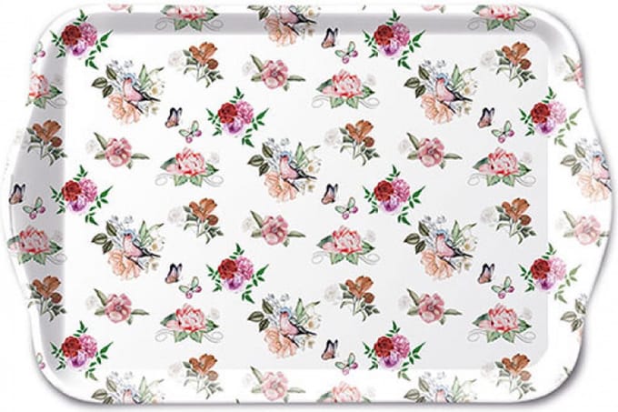 1 persoons tray - 1 persoons dienblad - melamine - Charlotte - bloemen - vlinders - Ambiente