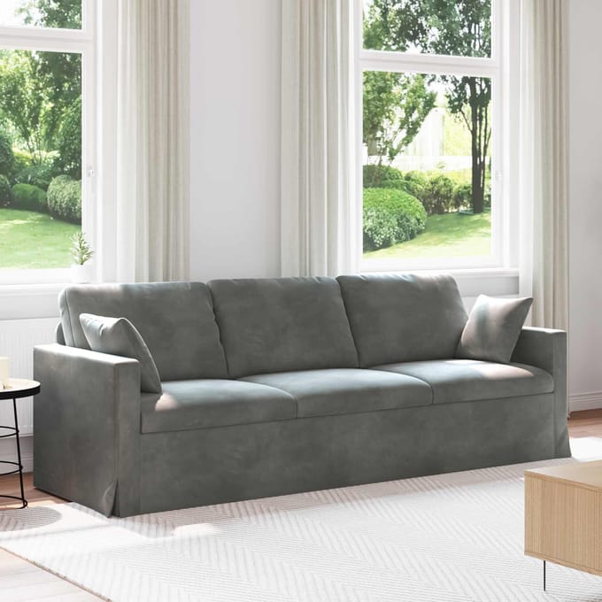 vidaXL - Bank - Donkergrijs - 228 - x - 78 - x - 80 - cm - Fluweel
