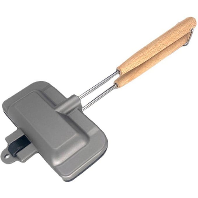 Camping Sandwich Bakpan Dubbelzijdig Sandwich Maker Anti-aanbak Aluminium Flip Grill Pan met zwart