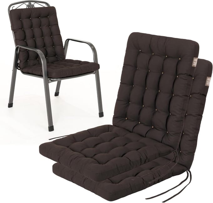 Set van 2 Tuinkussen met Lage Rugleuning 100x48 cm - Orthopedisch en 95°C Wasbaar