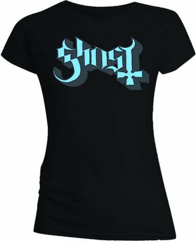Ghost - Blue/Grey Keyline Logo Dames Tshirt - L - Zwart