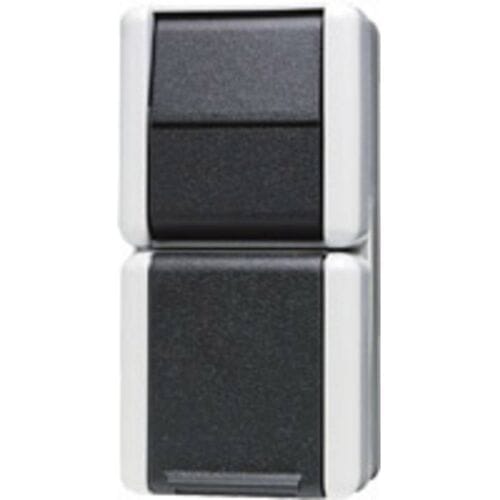 Jung 876W Wandcontactdoos Opbouwbehuizing 2-voudig Grijs 1 stuk(s)