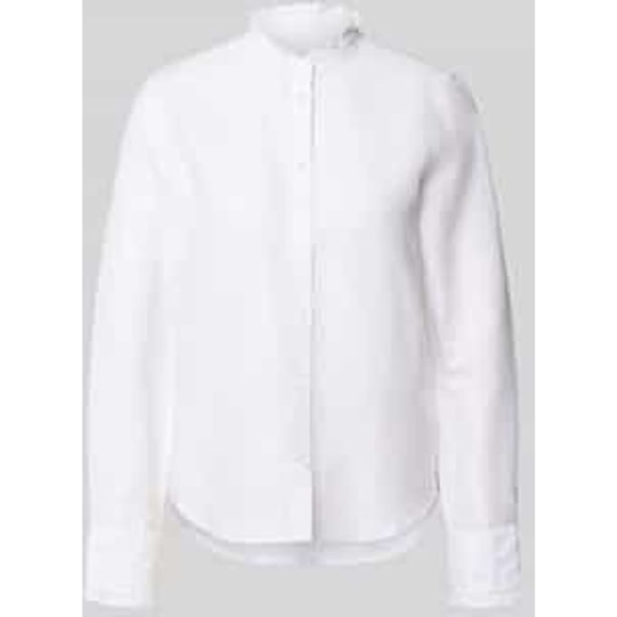 regular fit blouse van mix van katoen en linnen met opstaande kraag