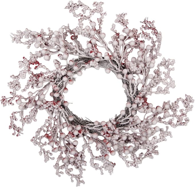 Clayre & Eef Krans Ø 55 cm Wit Rood Kunststof