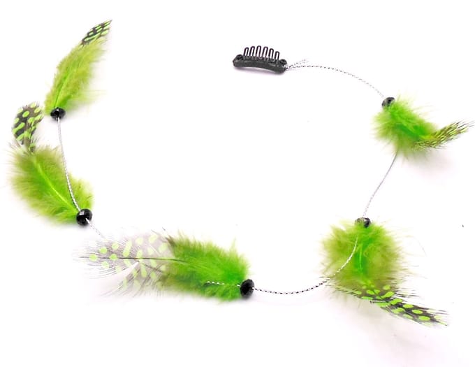 Festival/Ibiza haarclip 5 veren groen