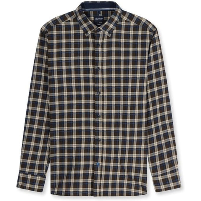OLYMP Casual Overhemd, Regular Fit, Button-down, Marineblauw