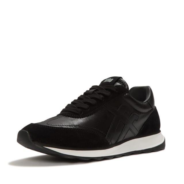 FitFlop Retro-Q FF Metallic-Fabric/Suede Sneakers Dames Sneakers - Zwart
