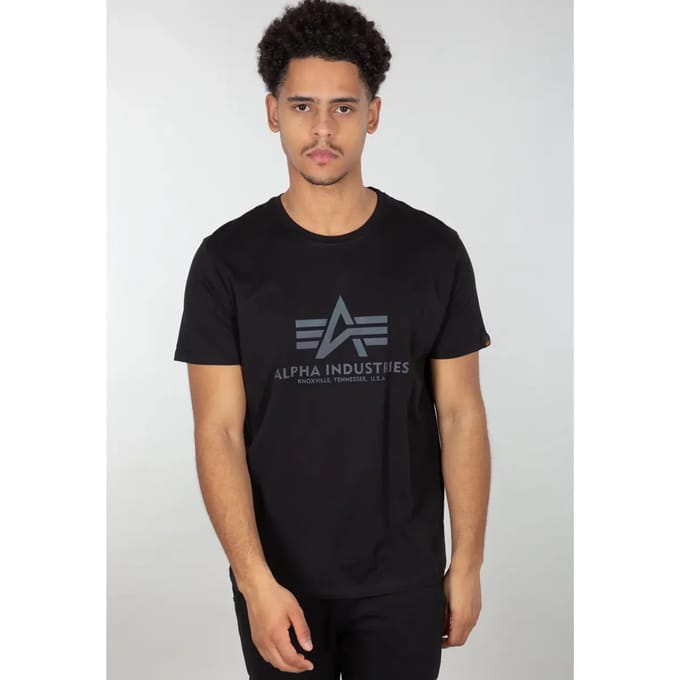 Alpha Industries T-shirt - Basic Rainbow Reflective T-Shirt - S tot L - voor Mannen - zwart