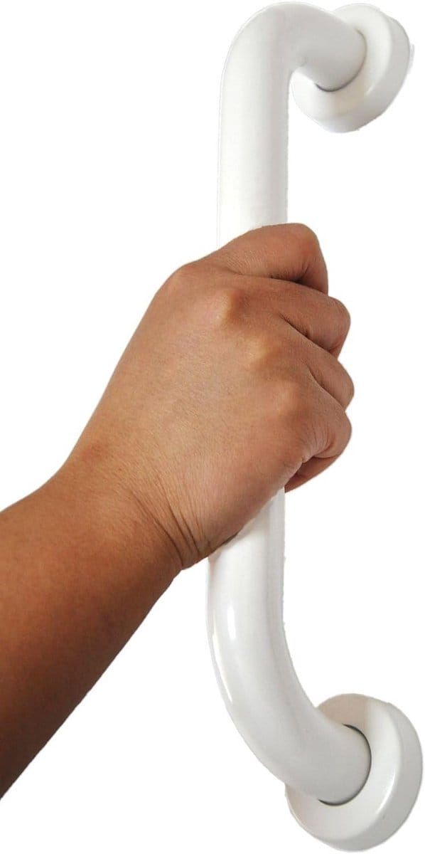RVS Badkamer Steunbeugel Wit 30cm - Veiligheid en Handdoekhouder