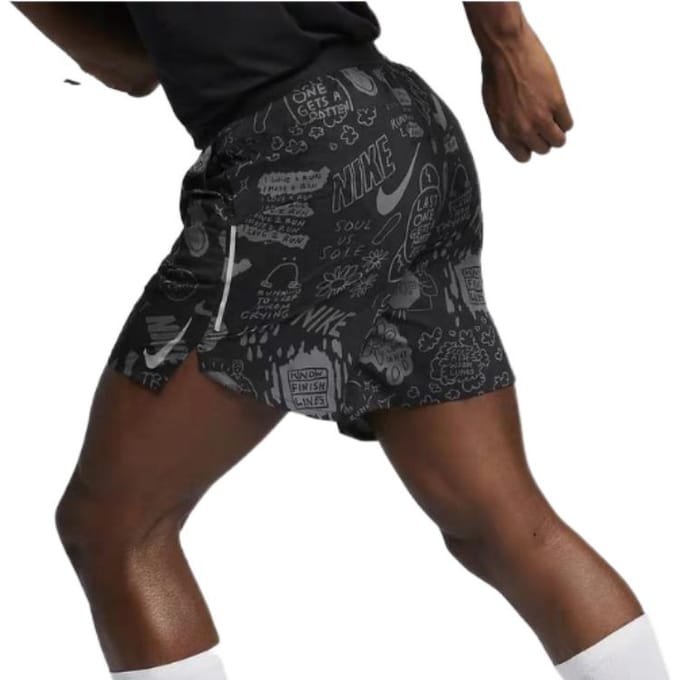 Nike Casual Atletische Straight-Leg Hardloopbroek met All-Over Print Heren Broeken Zwart AT7808-010 L gray