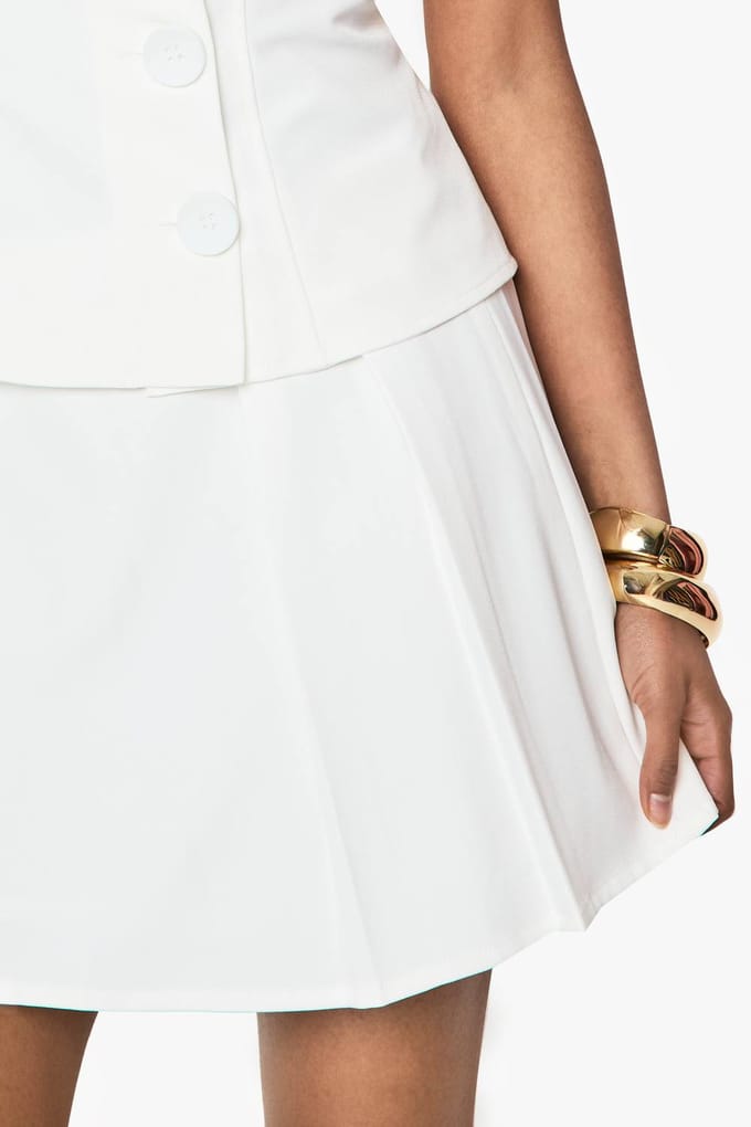 boohoo Dames Side Pleat Tailored Mini Rok | Wit | Maat: 38