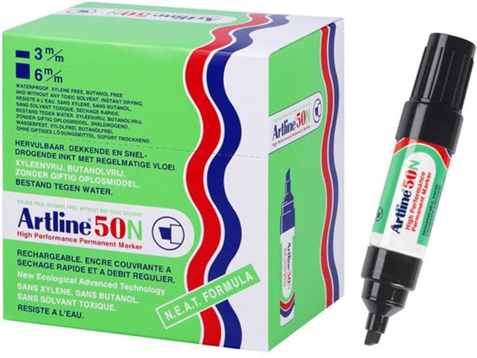 ARTLINE 50 NEAT - Permanent Marker - Doos van 12 stuks - 3,0-6,0mm Lijndikte - Zwart