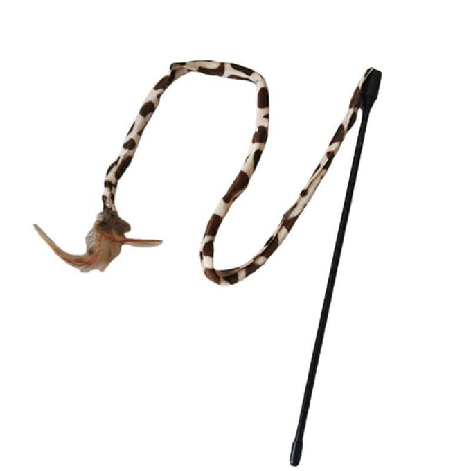 1 pièce de baguette jouet pour chat avec plume et imprimé léopard pour une utilisation intérieure et extérieure black