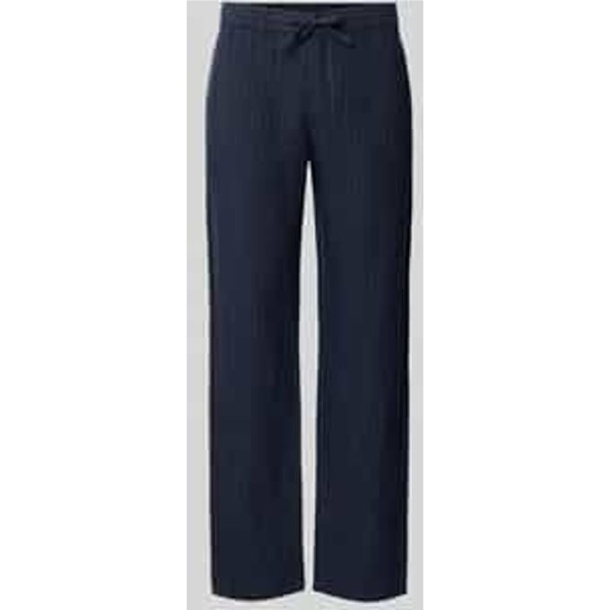 straight fit linnen broek met achterzakken