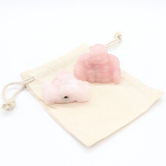 Edel-gedenk-steen Boeddha Roze Kwarts 5cm