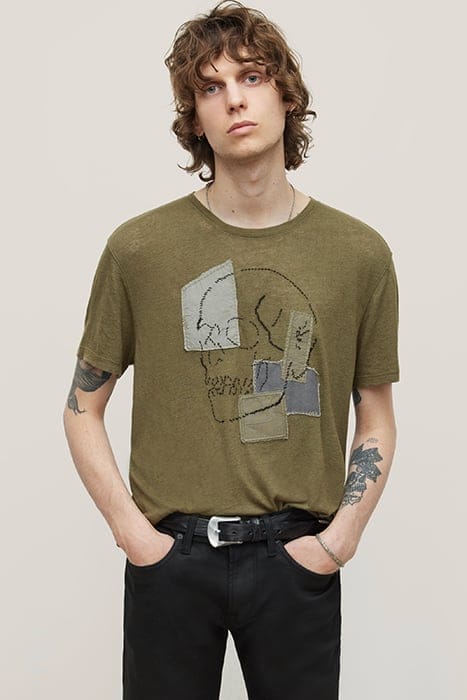 John Varvatos Ss Crew Tee - Patchwork Skull Olive Taglia: S | T-shirt stampate Outlet | Uomo | Verde