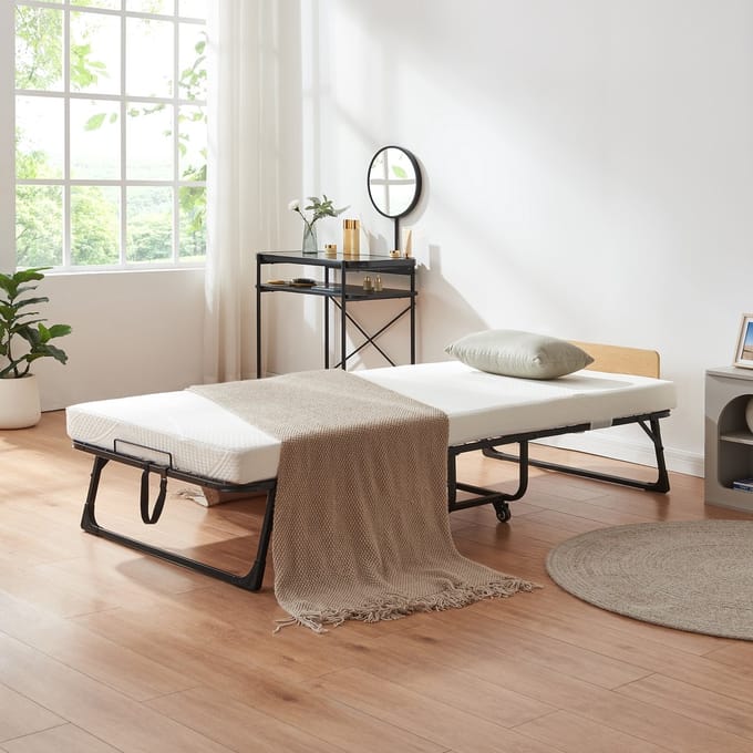 Opklapbed Lustendi 90x200 cm met matras zwart eiken en wit [en.casa]