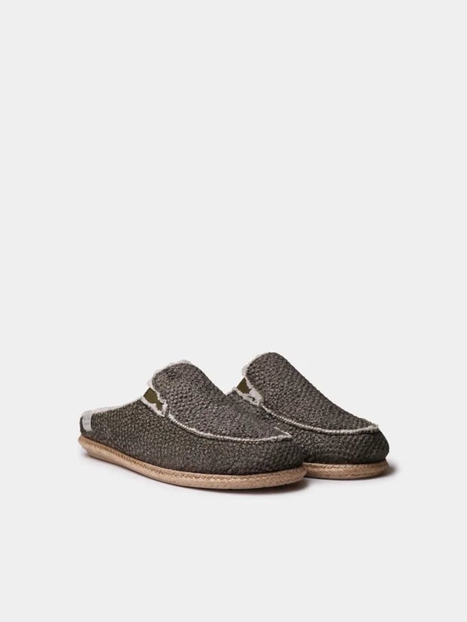 Herenslippers in klompstijl met jutezool | NALEC