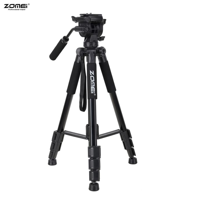 ZOMEI Q310 Professionele camera van aluminiumlegering Videostatief 4-delige uitschuifbare statiefmonopod met zwart