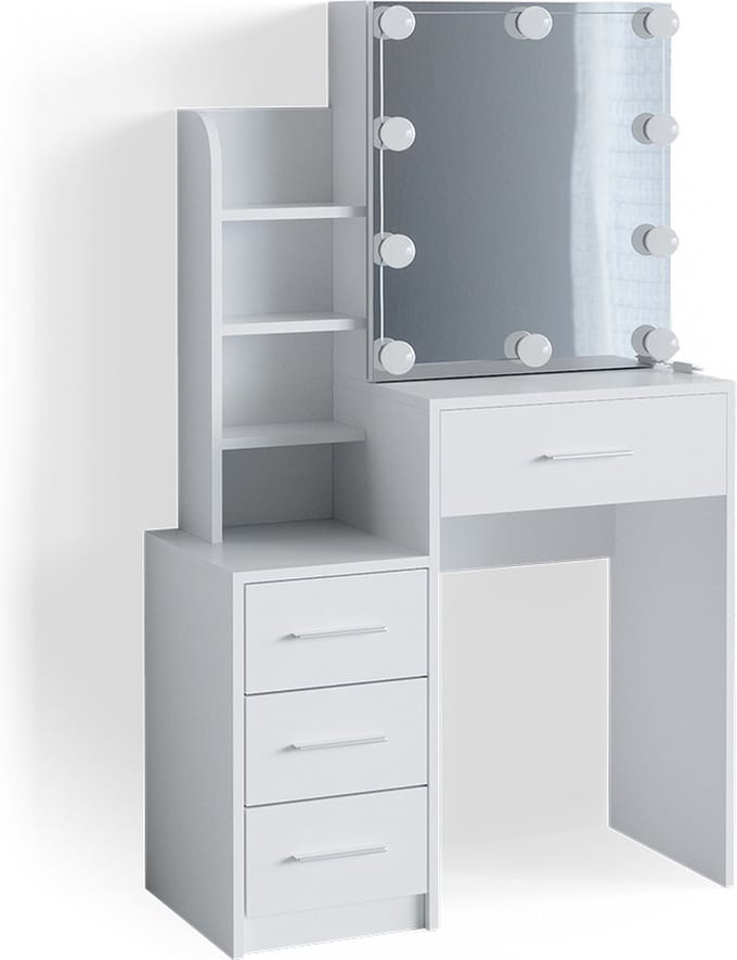 Vicco Conrada Kaptafel met licht – 36 cm met LED-verlichting Wit