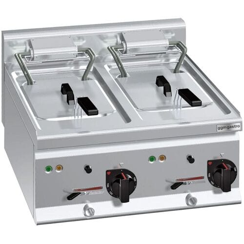 GGM Gastro Elektro Doppelfritteuse - 10+10 Liter - 12 kW Zilver