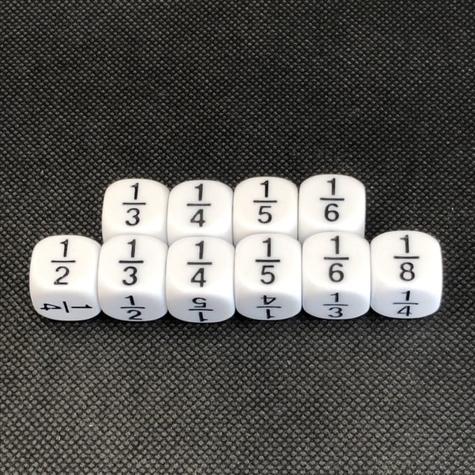 Reken dobbelstenen: breuken (set van 10)
