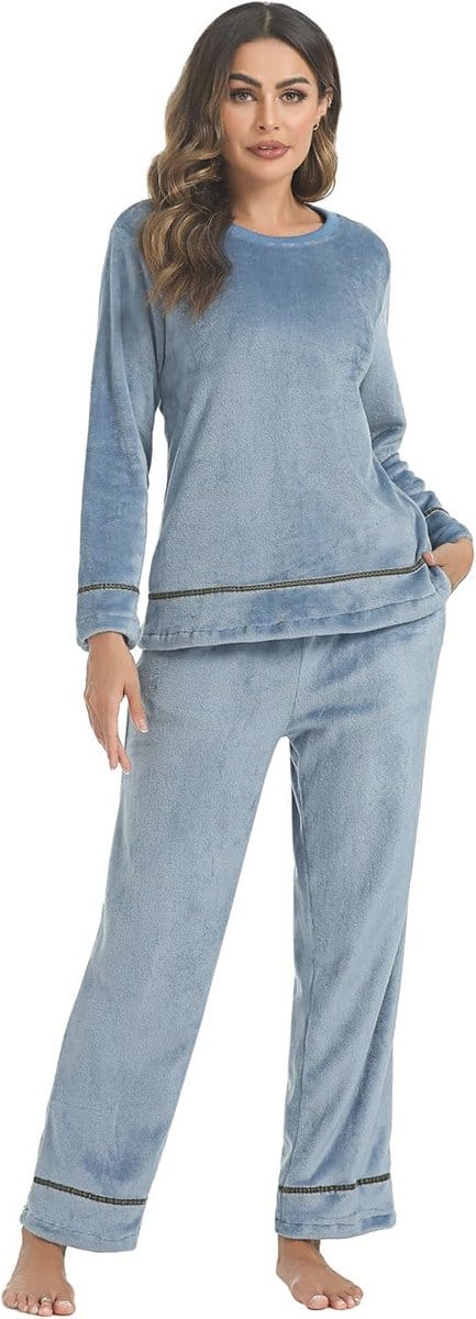 Dames pyjama set van flanel - tweedelige nachtkleding