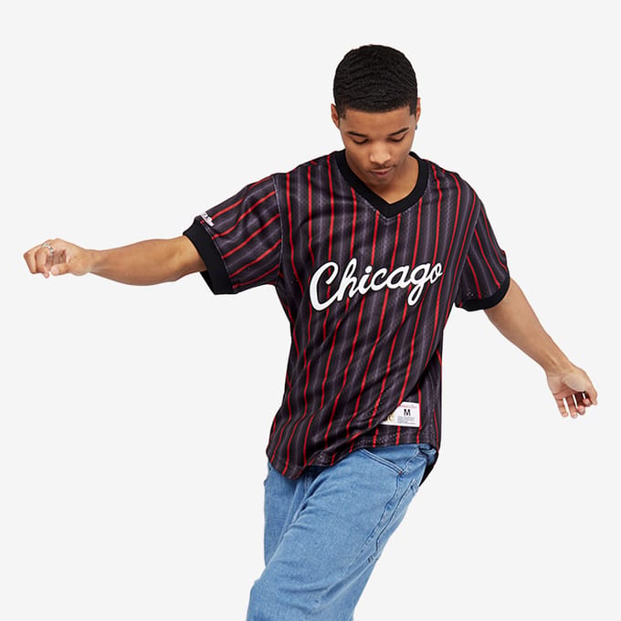 Mitchell & Ness NBA Chicago Bulls Wordmark Mesh Heren T-shirt