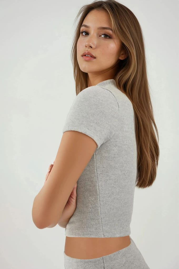 Slim Fit Gebreide Cropped Blouse