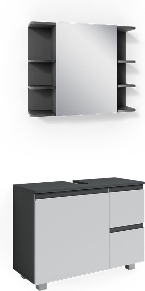 Vicco Badkamermeubel set J-Shape, Antraciet, 2-delig
