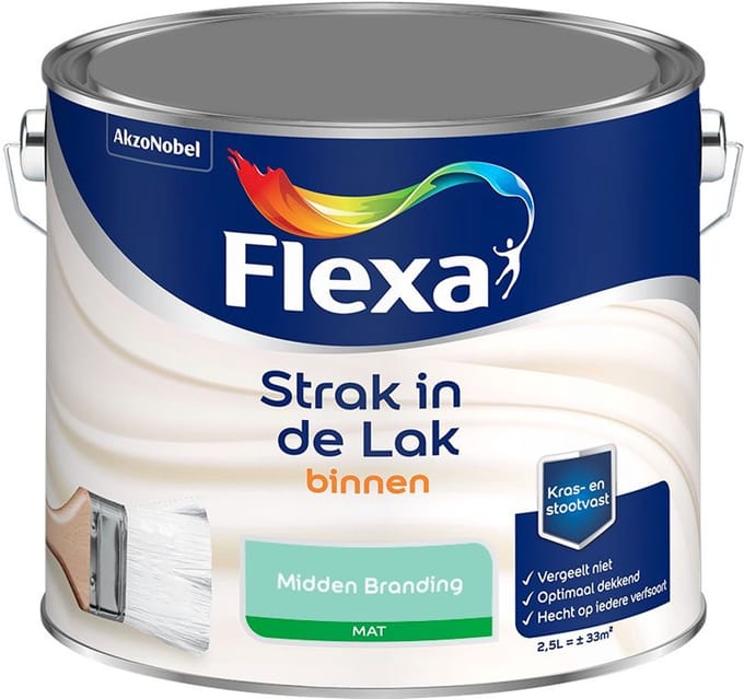 Flexa - Strak In De Lak Binnenlak Mat - Midden Branding - Mengverf - 2,5 L