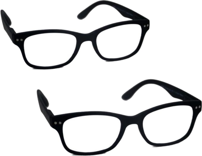 Computer bril - zwart rechthoekig sterkte +2.0 - 2 stuks - blauw licht filter - blue blocker leesbril