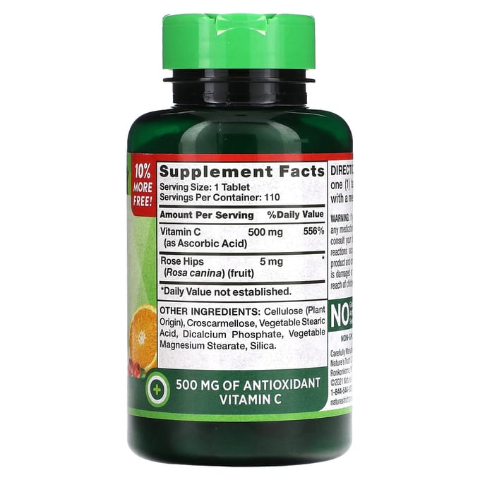 Nature's Truth, Vitamine C avec Cynorrhodon, 500 mg, 110 comprimés