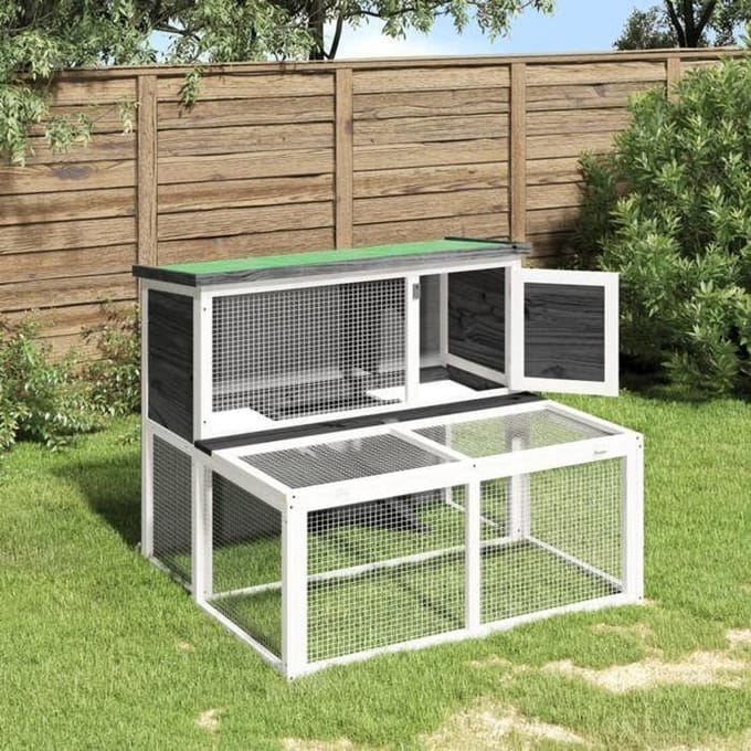 Maison Exclusive - Clapier gris 102x90x84,5 cm bois de pin massif