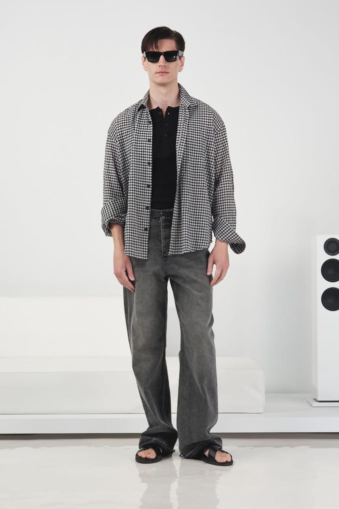 Heren Geruite Poplin Overhemd