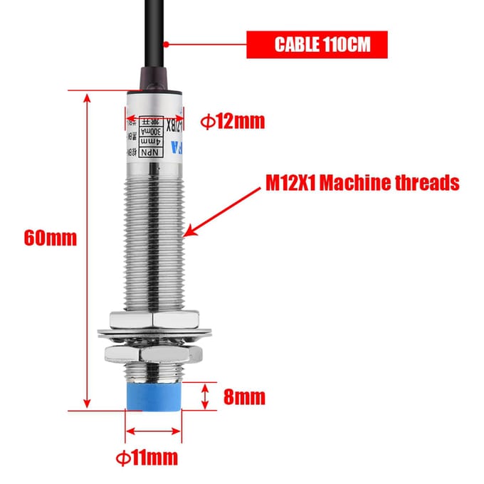 Interrupteur de proximité à inductance M12 LJ12A3-4-ZBX, 3 fils CC NPN 6-36 V, pour imprimante 3D gray