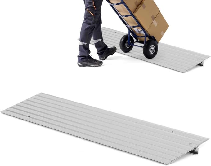 Aluminium Drempelhelling - Oprijplaat Drempel - Drempels Overbruggen - Modulaire Constructie - 86 cm - Zilver