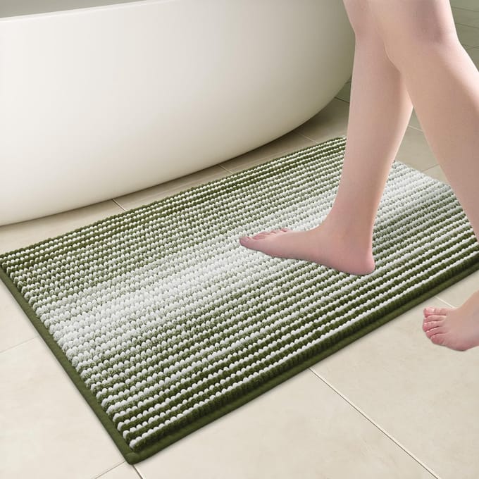 Zachte Chenille Badmat 50 x 80 cm, Antislip en Wasbaar in Groen