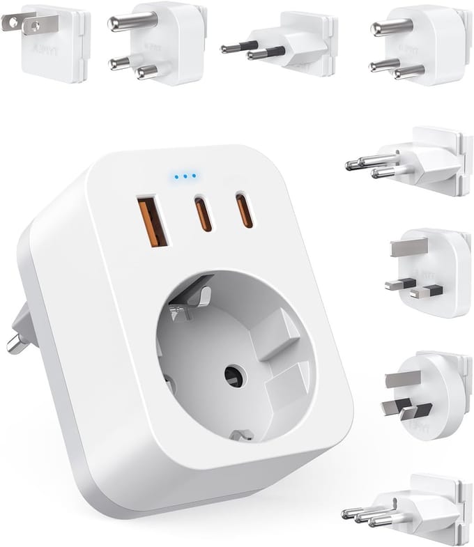 Solidchoice - Wereld Reisadapter met 8 Aansluitingen en USB-C