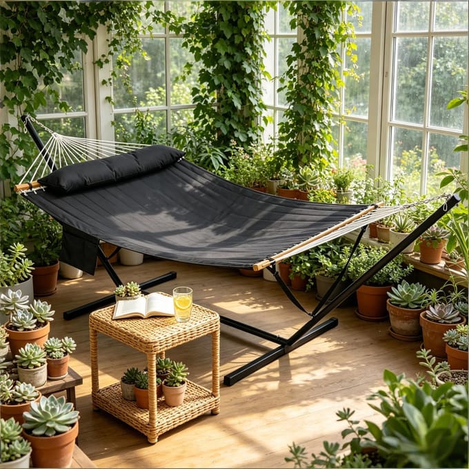 Hangmat - Comfortabele dubbele hangmat - Ideaal voor in de tuin - Antraciet