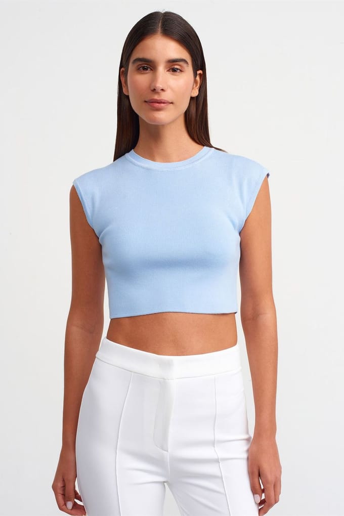 Dames Mouwloze Geribbelde Cropped T-shirt
