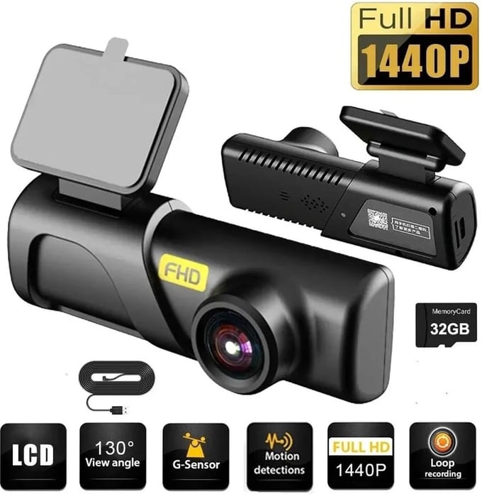 Dashcam - Auto Dashcam 2K - Met Wifi en Bluetooth - Motion Detection - Voice Assist - Nachtzicht - Crash Detection - Parkeerbewakingssensor