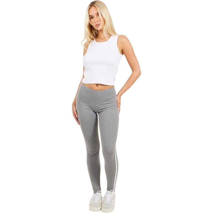 Brave Soul Dames/Dames Legging Zijgestreept (Grijs gemêleerd/wit)