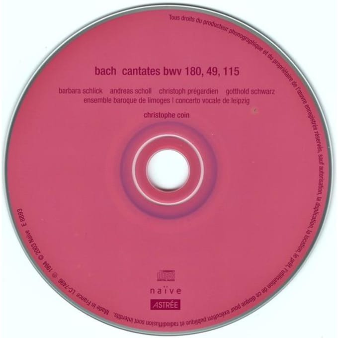 CD DIVERSEN J.S.Bach Cantates E8893 NAIVE 2004 Duitsland Klassiek Gebruikt pink