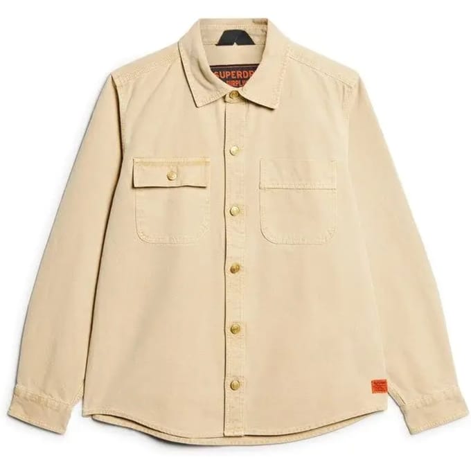 Superdry Surplus Overshirt van Canvas Crème Grootte: M