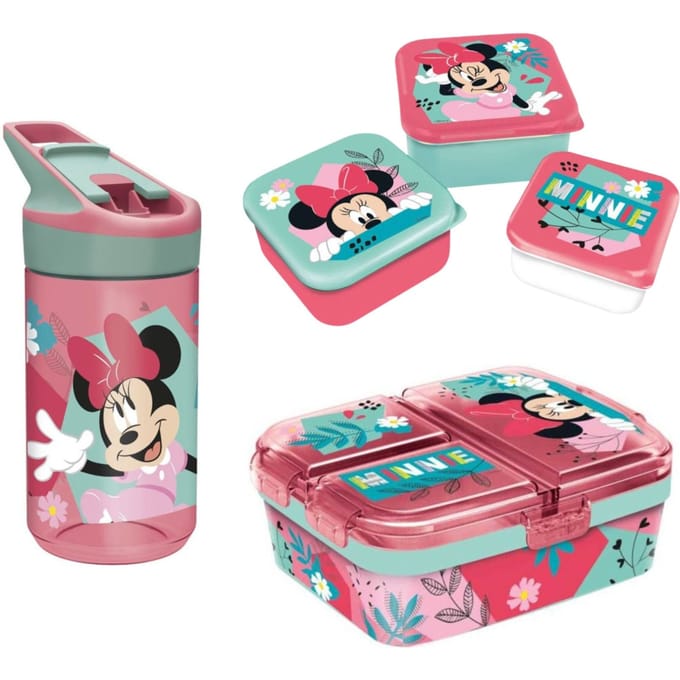Minnie Mouse lunchset; lunchbox, snackbox en drinkfles